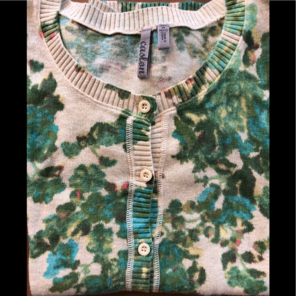 Caslon Floral Print Cotton Cardigan